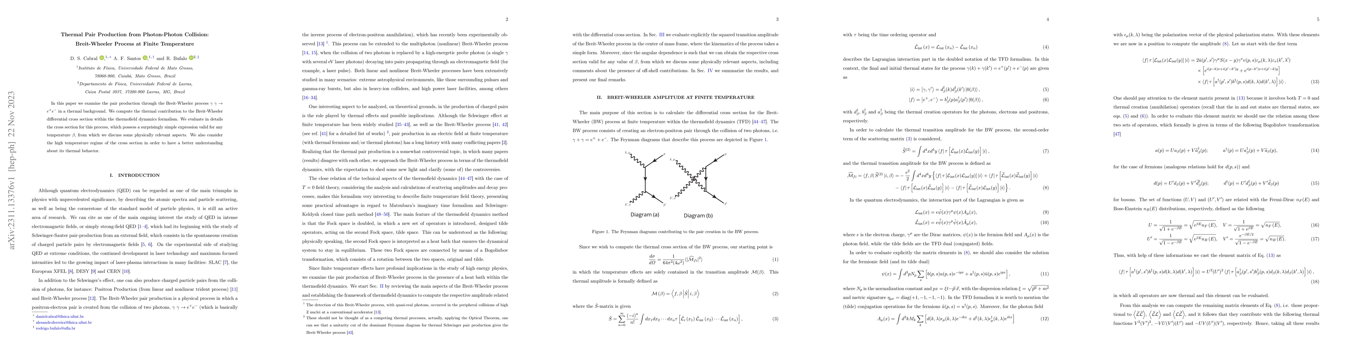 Thumbnail for Thermal Pair Production from Photon-Photon Collision: Breit-Wheeler
  Process at Finite Temperature