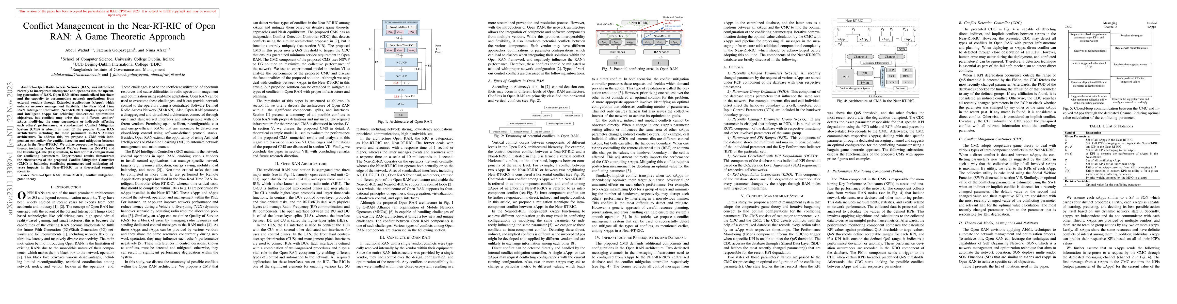Thumbnail for Conflict Management in the Near-RT-RIC of Open RAN: A Game Theoretic
  Approach