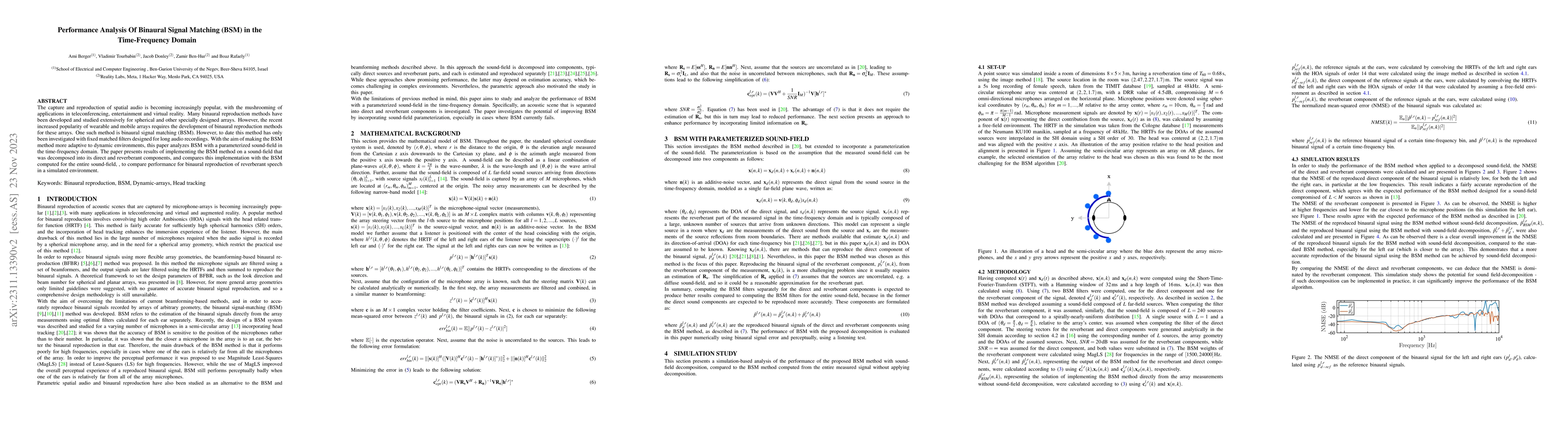 Thumbnail for Performance Analysis Of Binaural Signal Matching (BSM) in the
  Time-Frequency Domain