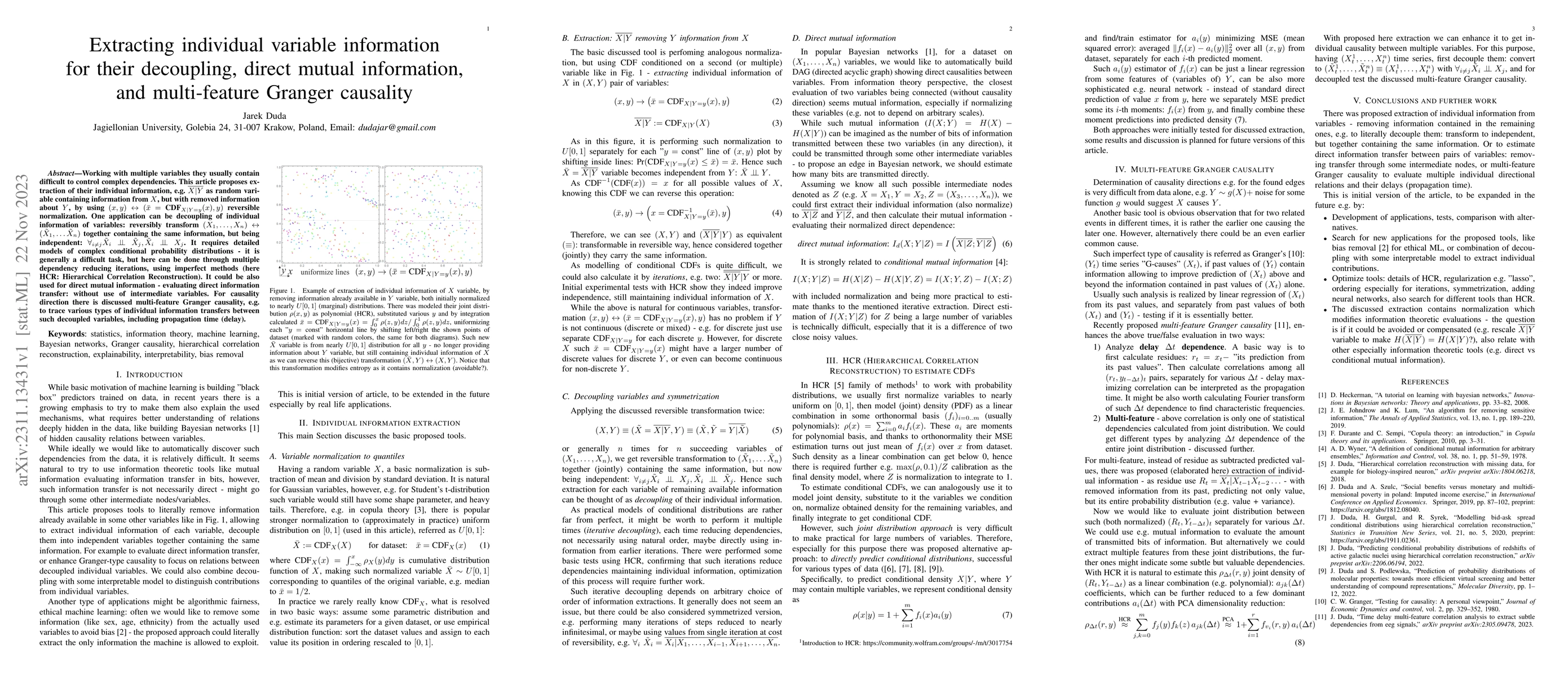 Thumbnail for Extracting individual variable information for their decoupling, direct
  mutual information and multi-feature Granger causality