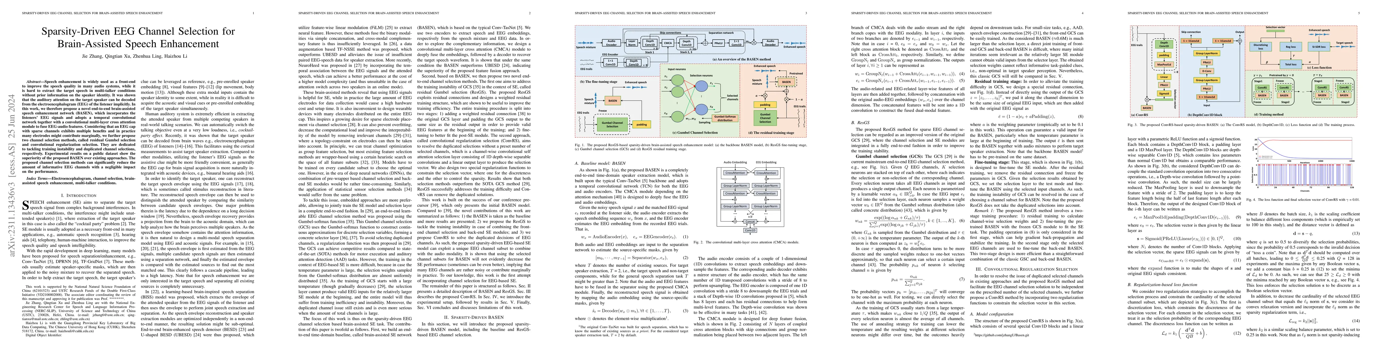 Thumbnail for Sparsity-Driven EEG Channel Selection for Brain-Assisted Speech
  Enhancement