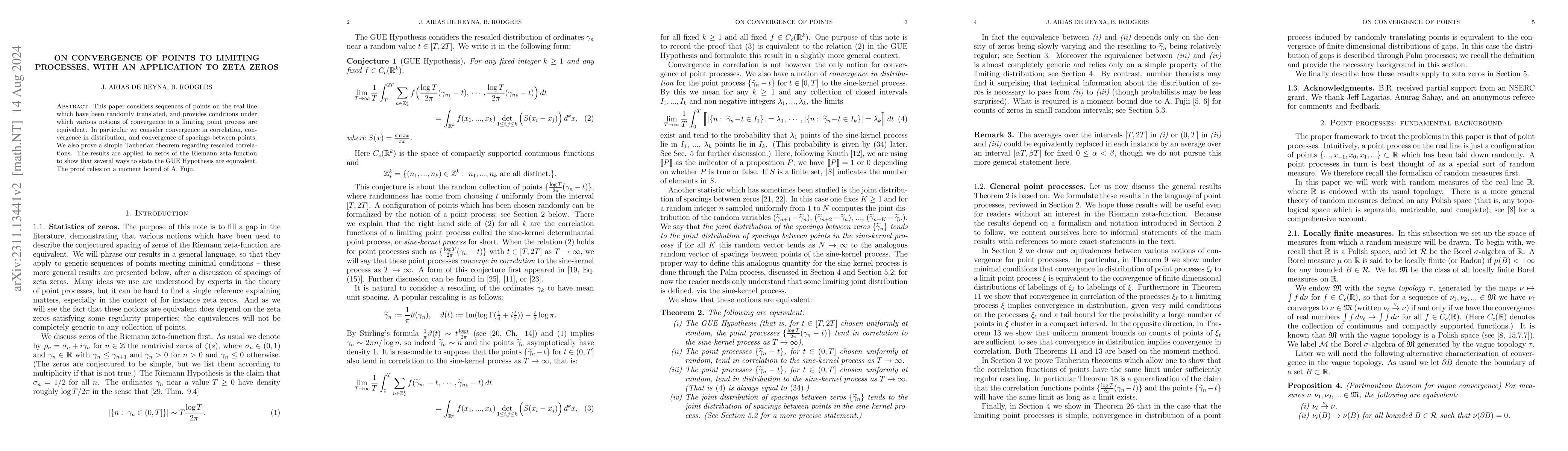 Thumbnail for On convergence of points to limiting processes, with an application to
  zeta zeros