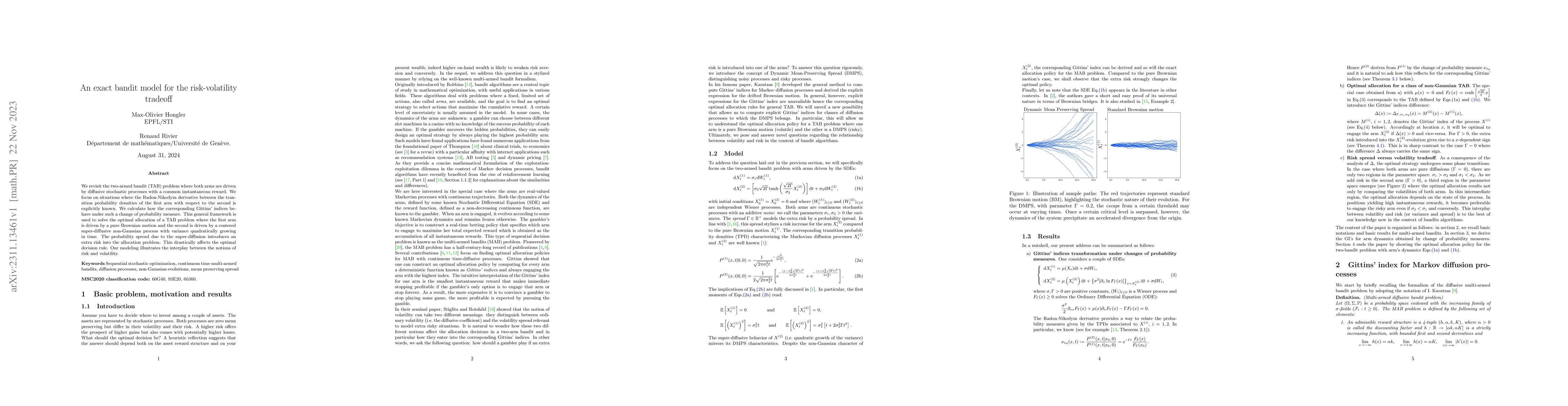 Thumbnail for An exact bandit model for the risk-volatility tradeoff