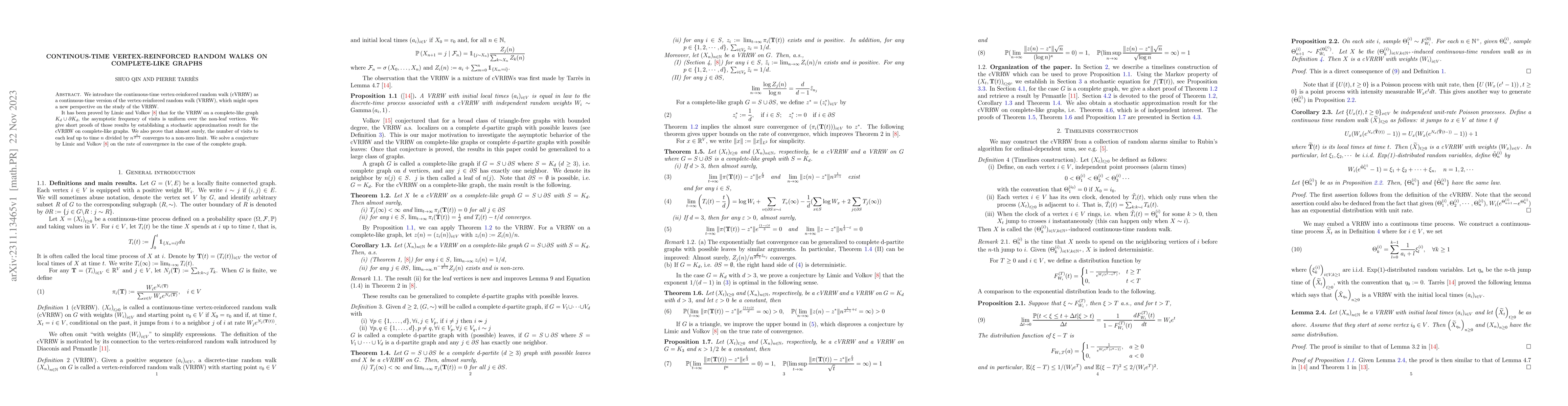Thumbnail for Continuous-time vertex-reinforced random walks on complete-like graphs