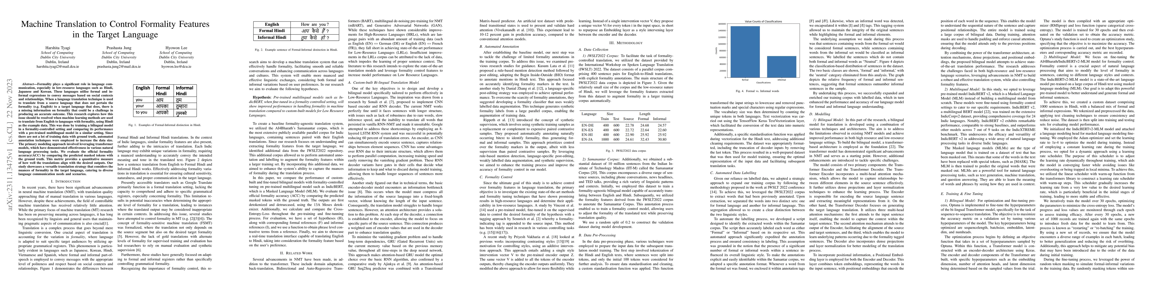 Thumbnail for Machine Translation to Control Formality Features in the Target Language