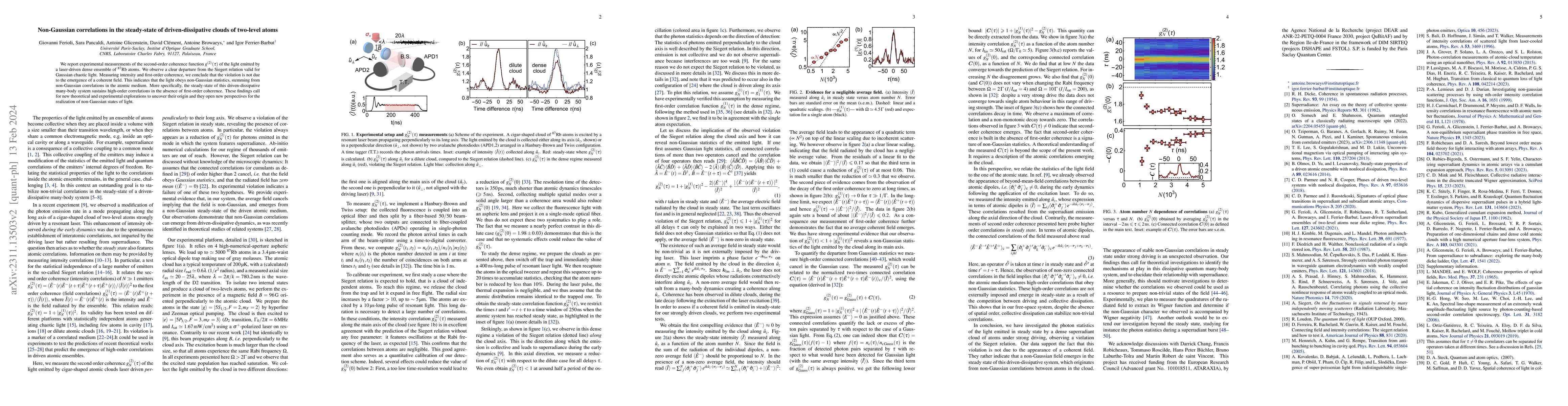 Thumbnail for Non-Gaussian correlations in the steady-state of driven-dissipative
  clouds of two-level atoms