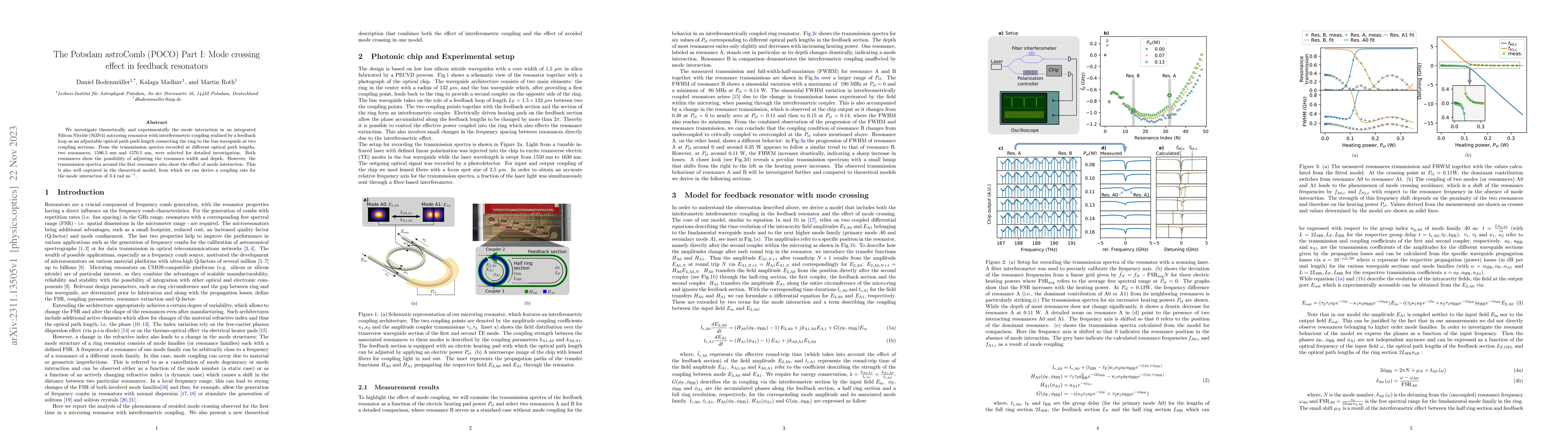 Thumbnail for The Potsdam astroComb (POCO) Part I: Mode crossing effect in feedback
  resonators