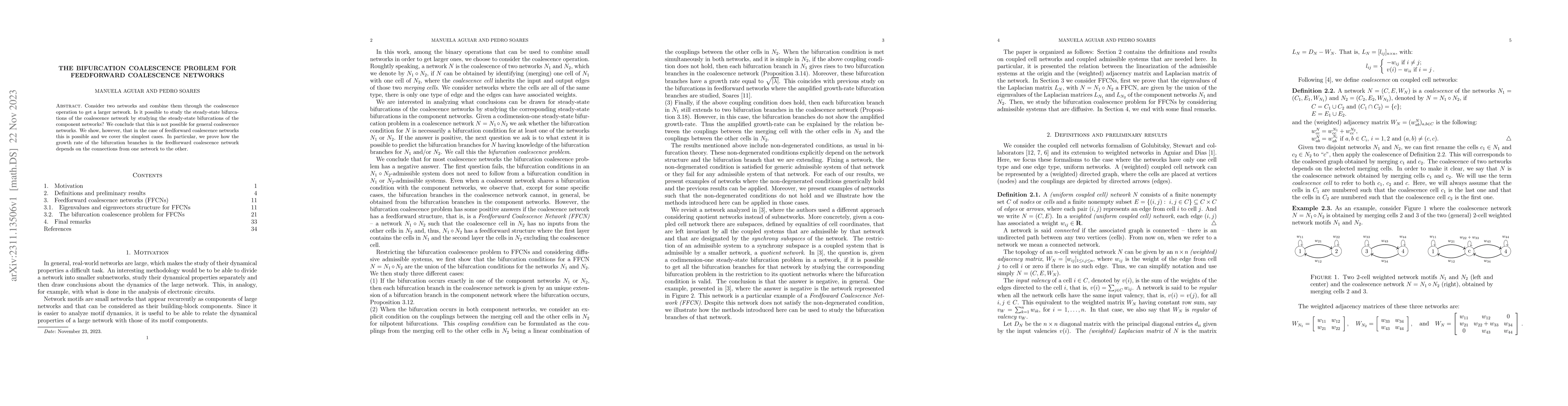Thumbnail for The Bifurcation Coalescence Problem for Feedforward Coalescence Networks