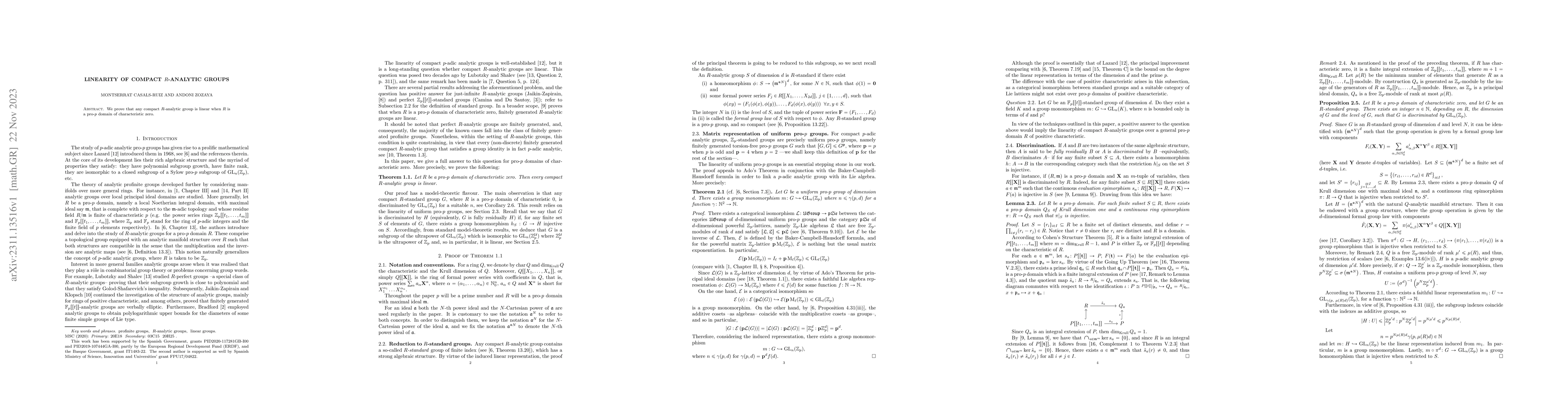 Thumbnail for Linearity of compact $R$-analytic groups