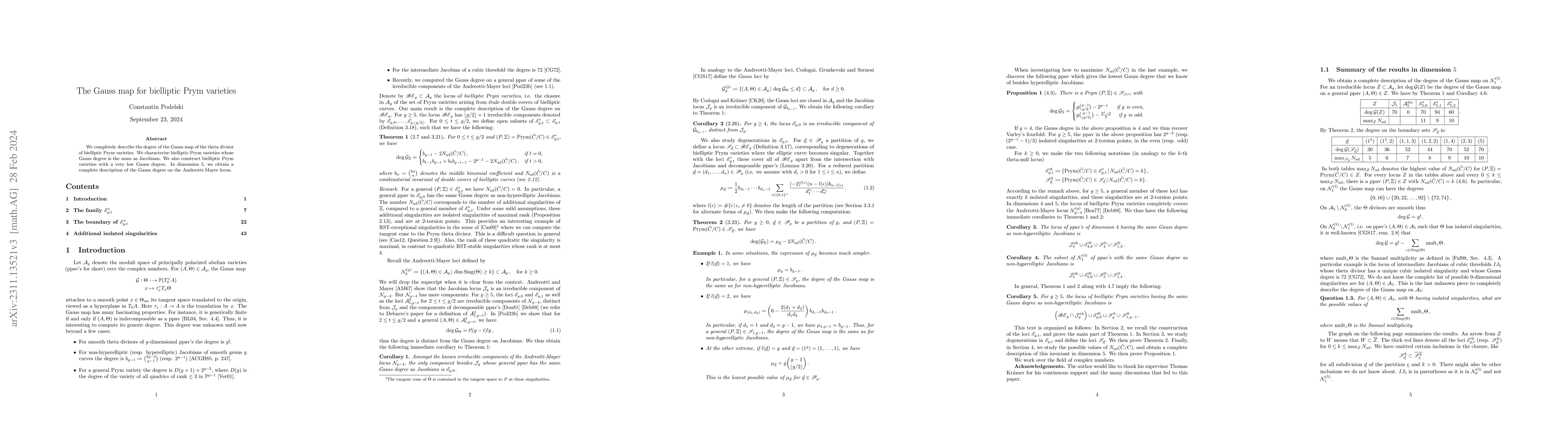 Thumbnail for The Gauss map for bielliptic Prym varieties