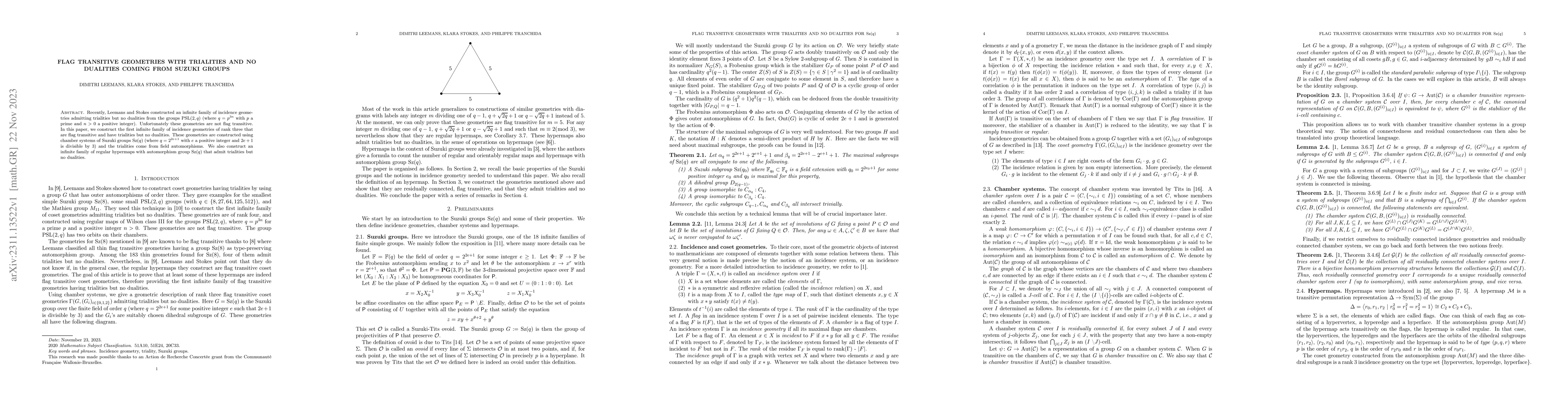 Thumbnail for Flag transitive geometries with trialities and no dualities coming from
  Suzuki groups