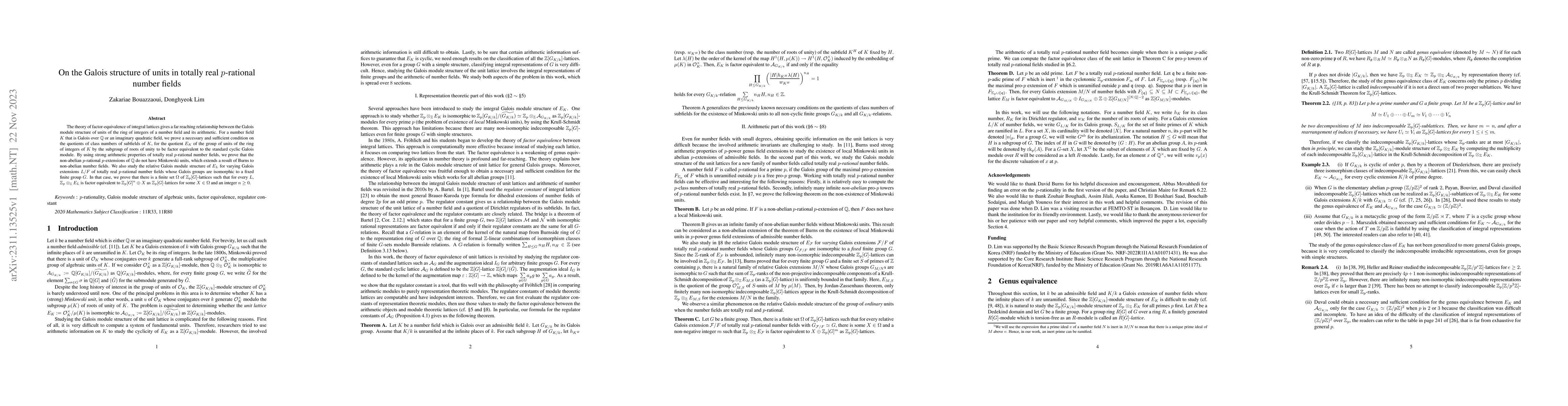 Thumbnail for On the Galois structure of units in totally real $p$-rational number
  fields