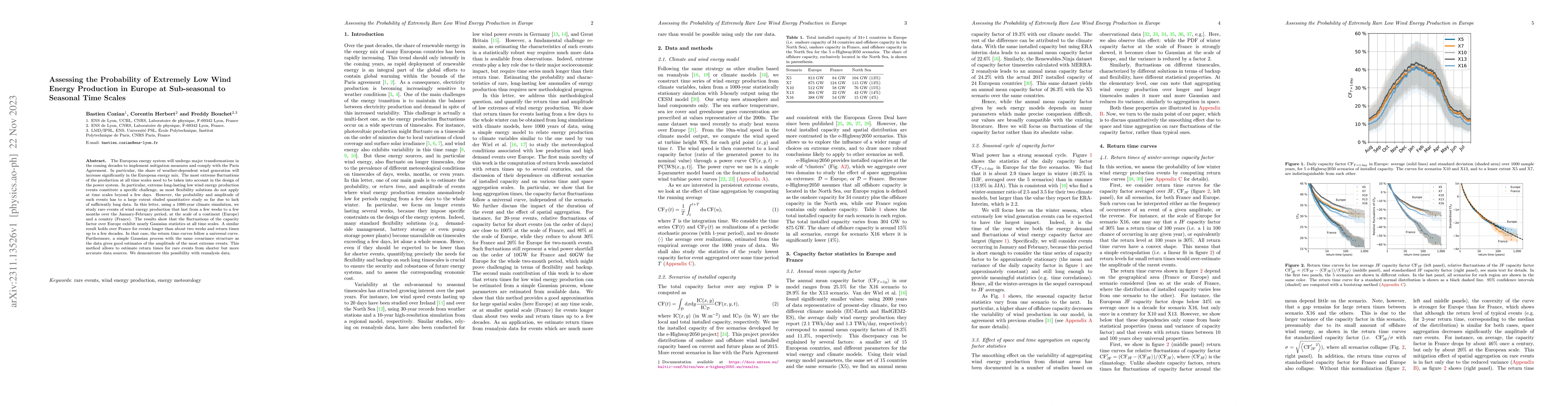 Thumbnail for Assessing the Probability of Extremely Low Wind Energy Production in
  Europe at Sub-seasonal to Seasonal Time Scales