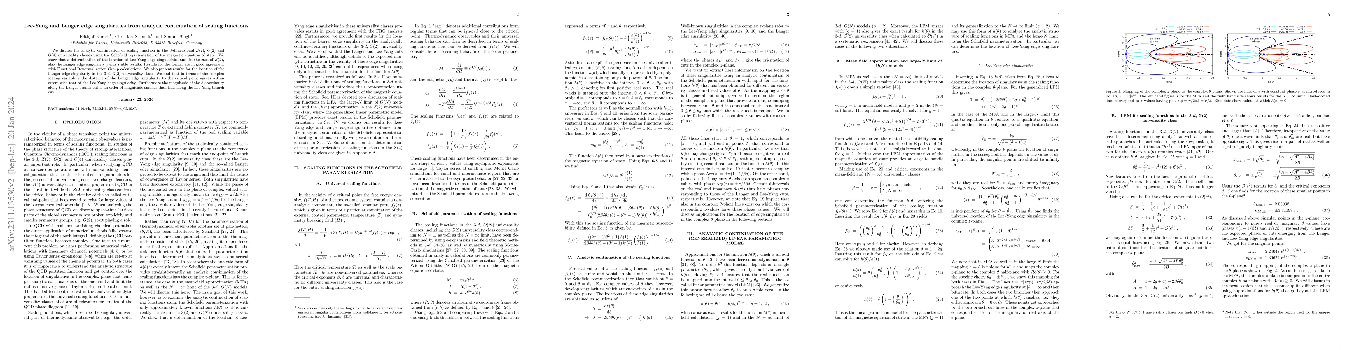 Thumbnail for Lee-Yang and Langer edge singularities from analytic continuation of
  scaling functions