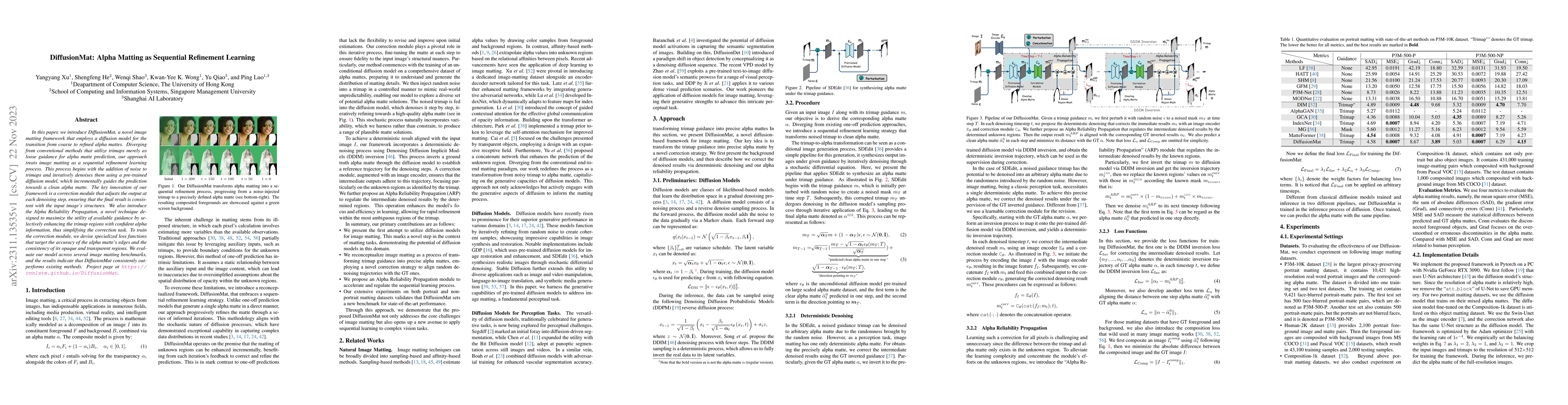 Thumbnail for DiffusionMat: Alpha Matting as Sequential Refinement Learning