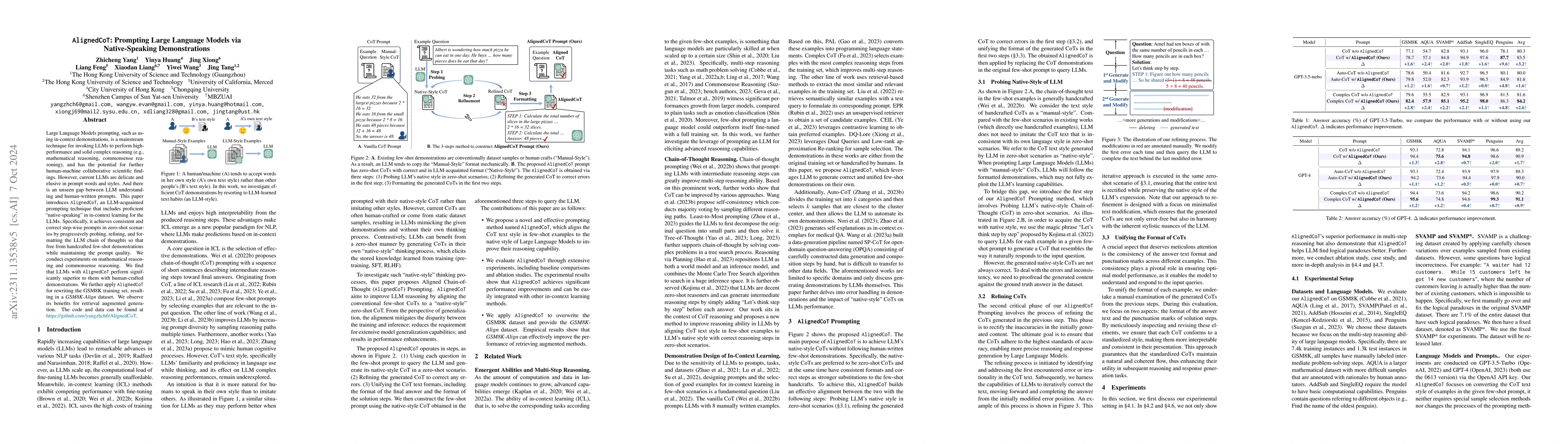Thumbnail for AlignedCoT: Prompting Large Language Models via Native-Speaking
  Demonstrations