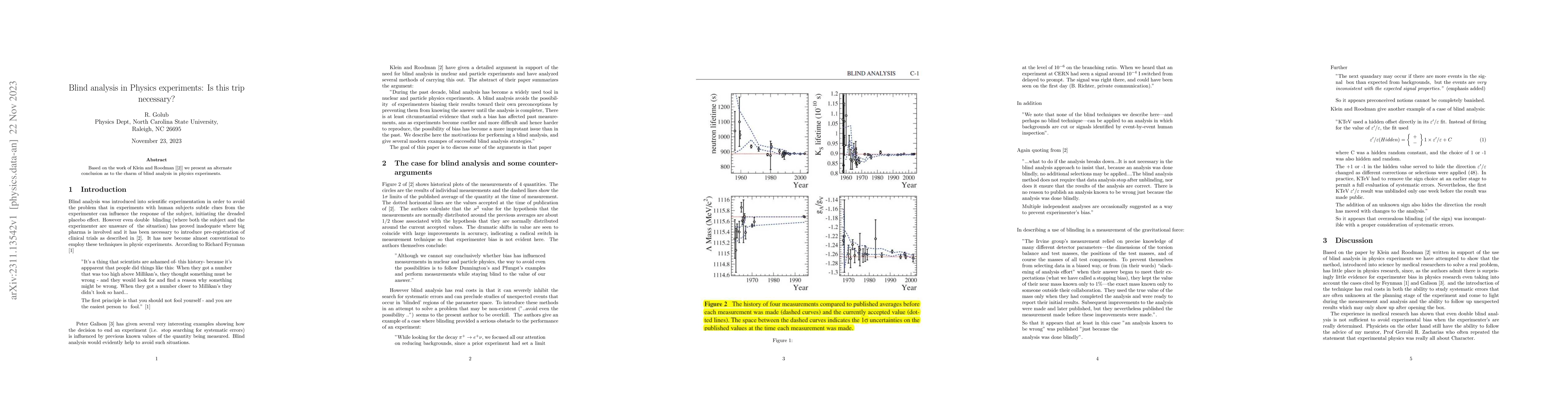 Thumbnail for Blind analysis in Physics experiments: Is this trip necessary?