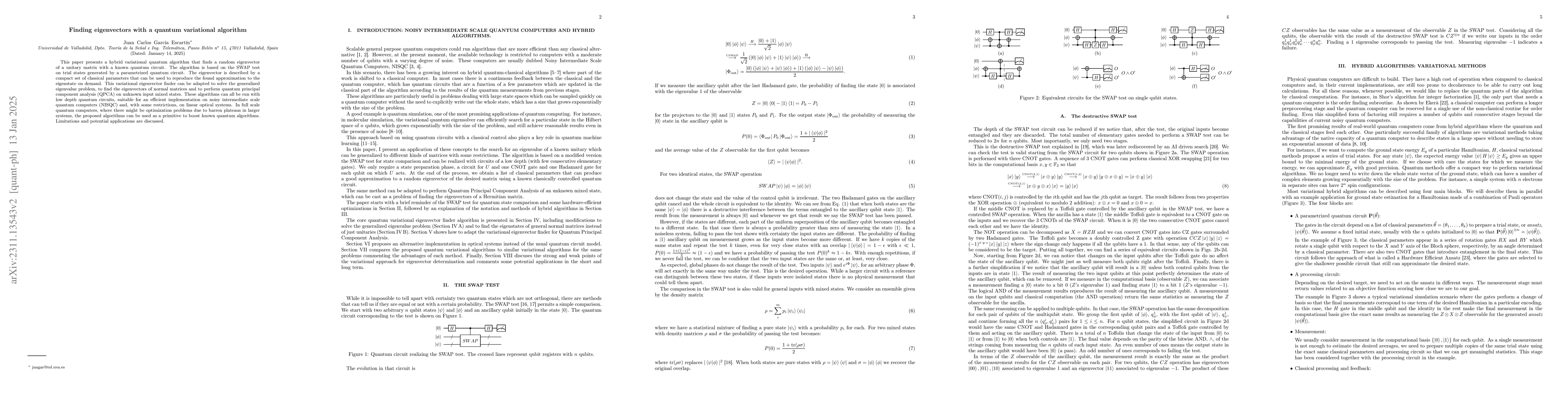 Thumbnail for Finding eigenvectors with a quantum variational algorithm