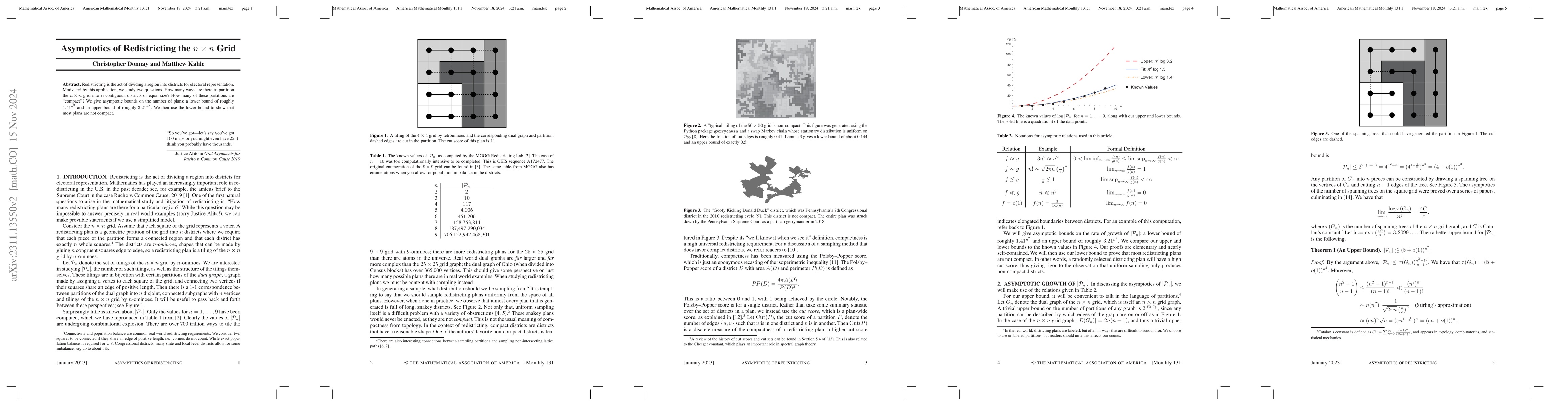 Thumbnail for Asymptotics of Redistricting the $n\times n$ grid