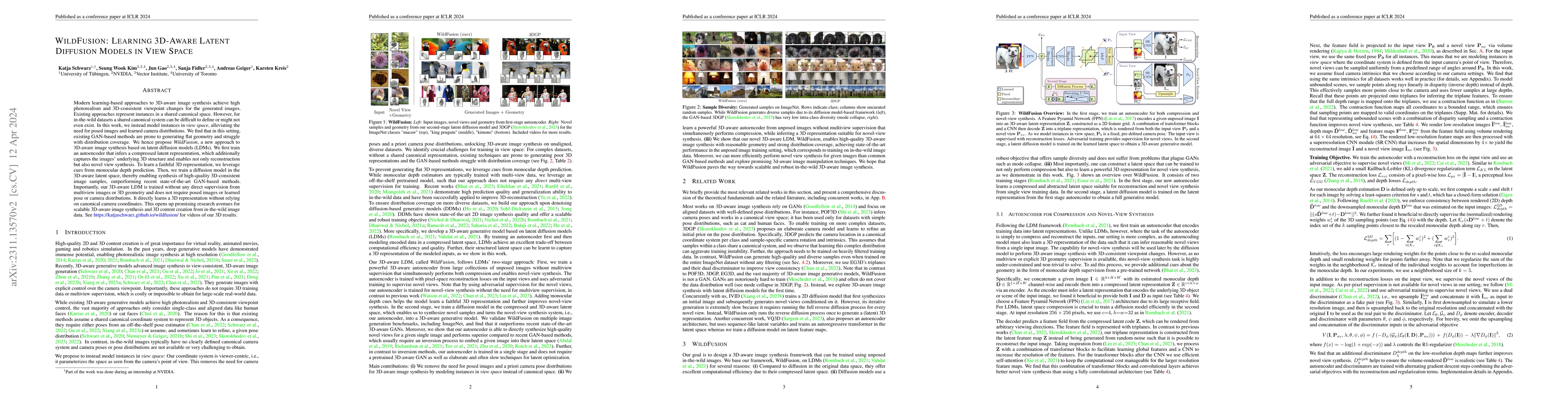 Thumbnail for WildFusion: Learning 3D-Aware Latent Diffusion Models in View Space
