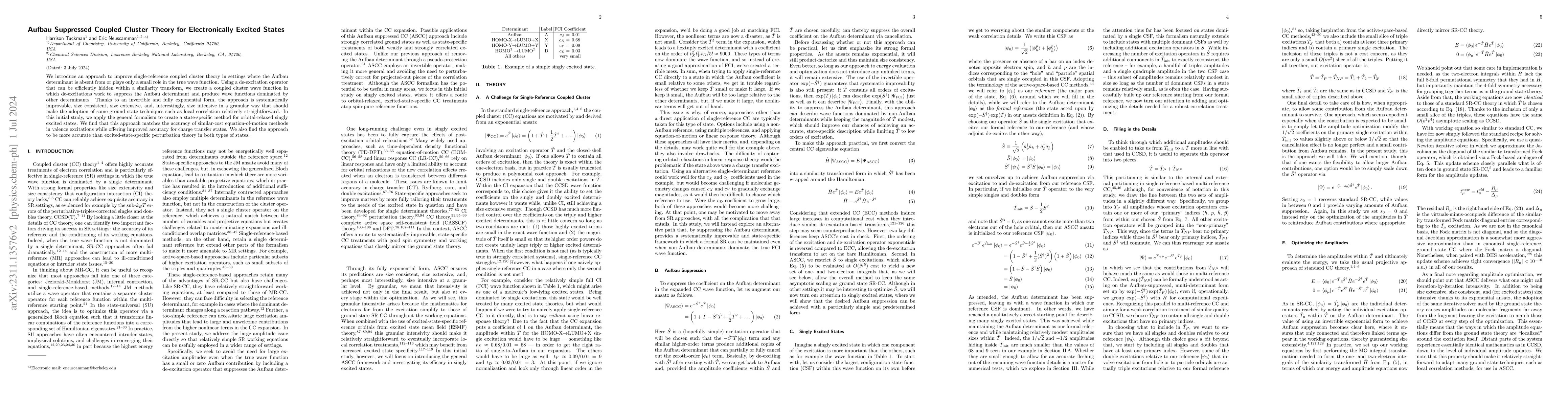Thumbnail for Aufbau Suppressed Coupled Cluster Theory for Electronically Excited
  States