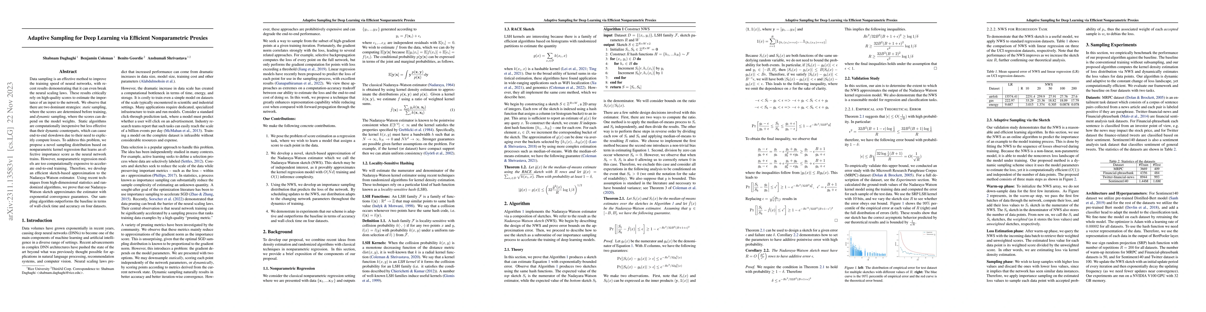 Thumbnail for Adaptive Sampling for Deep Learning via Efficient Nonparametric Proxies