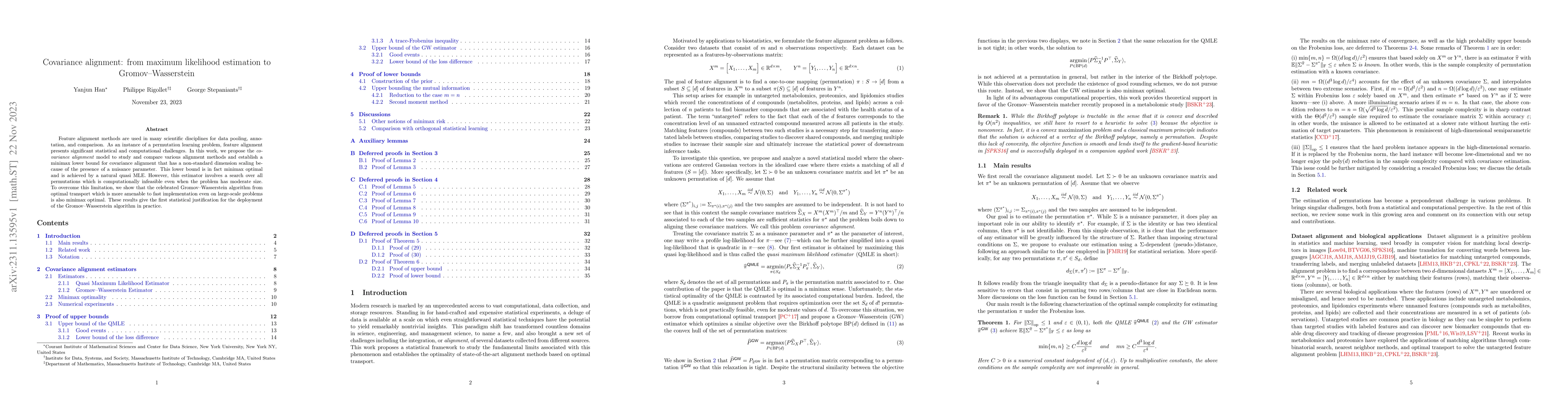 Thumbnail for Covariance alignment: from maximum likelihood estimation to
  Gromov-Wasserstein