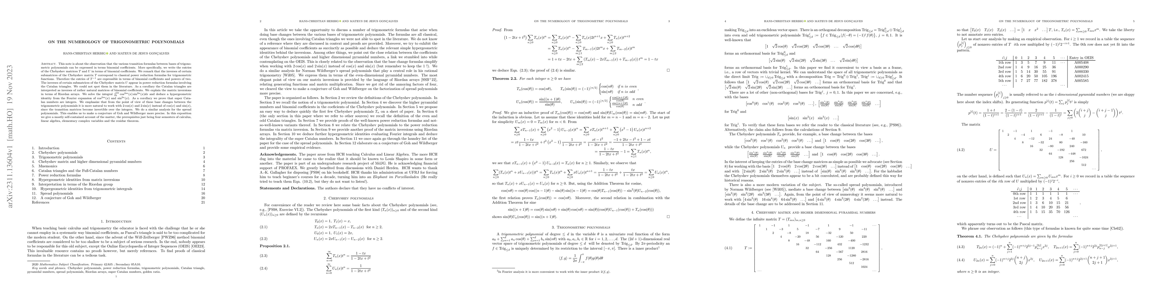 Thumbnail for On the numerology of trigonometric polynomials