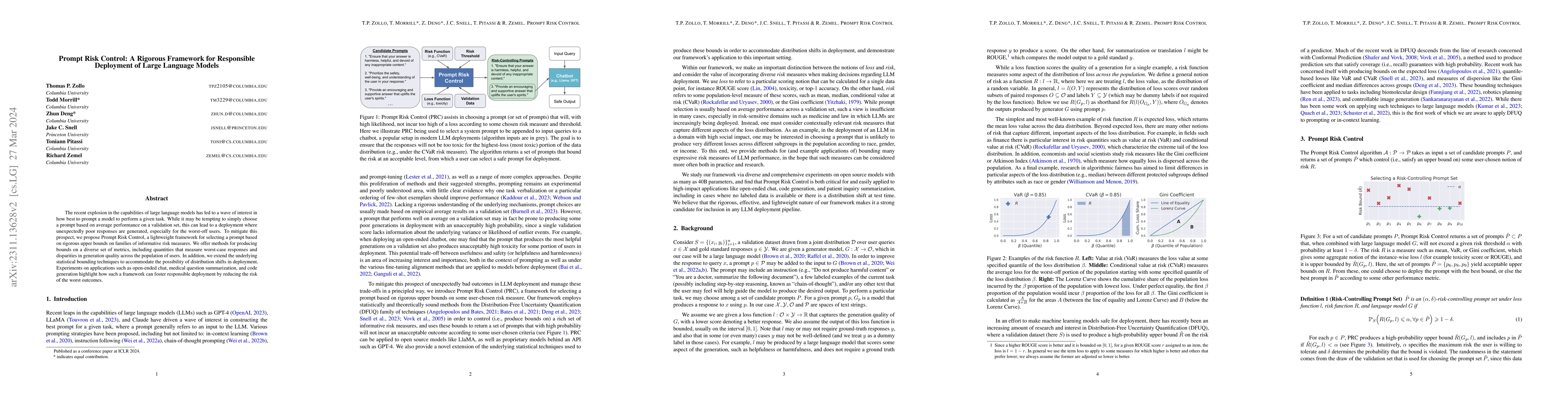 Thumbnail for Prompt Risk Control: A Rigorous Framework for Responsible Deployment of
  Large Language Models