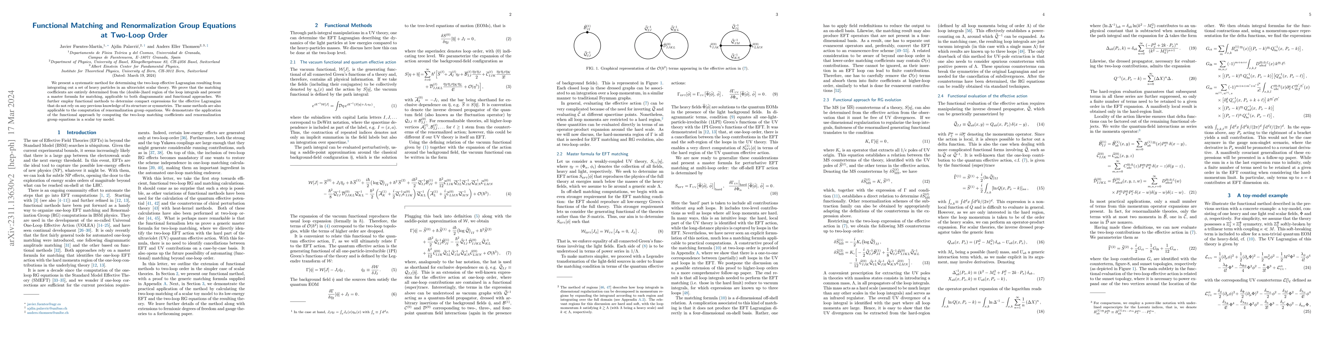 Thumbnail for Functional Matching and Renormalization Group Equations at Two-Loop
  Order
