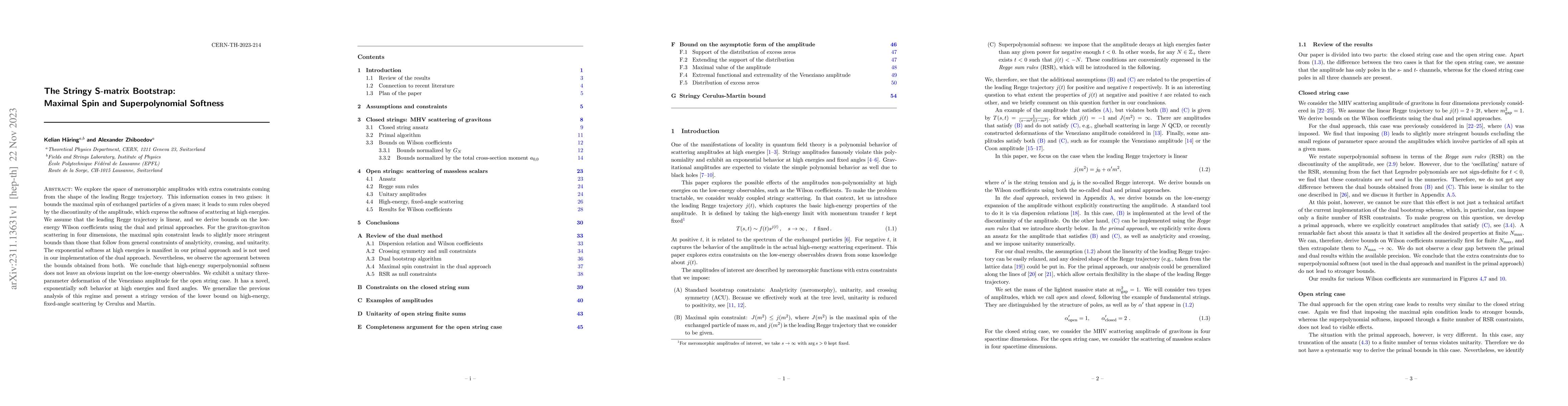 Thumbnail for The Stringy S-matrix Bootstrap: Maximal Spin and Superpolynomial
  Softness