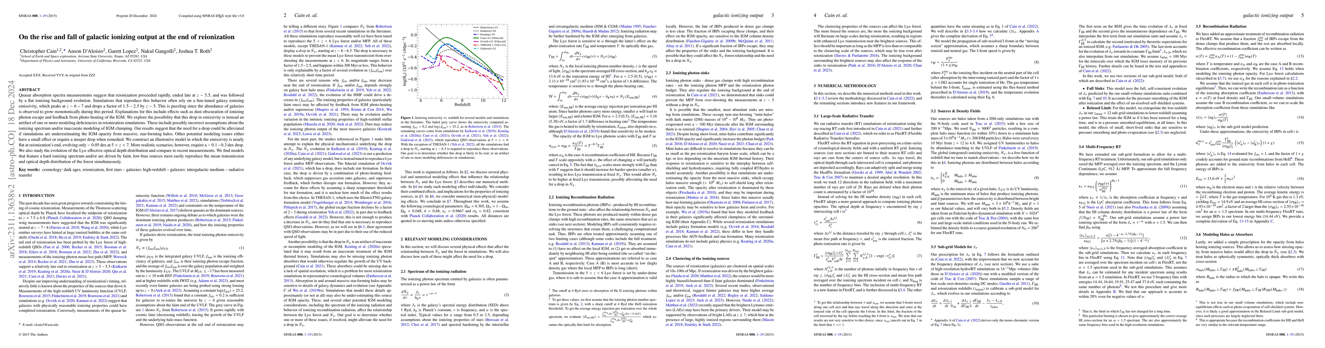 Thumbnail for On the rise and fall of galactic ionizing output at the end of
  reionization