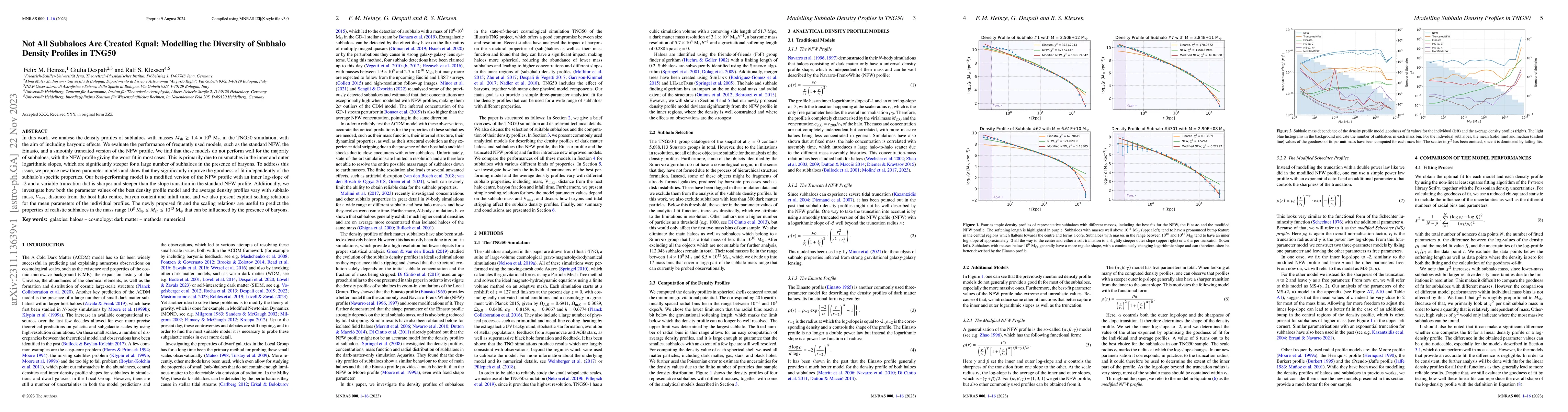 Thumbnail for Not All Subhaloes Are Created Equal: Modelling the Diversity of Subhalo
  Density Profiles in TNG50