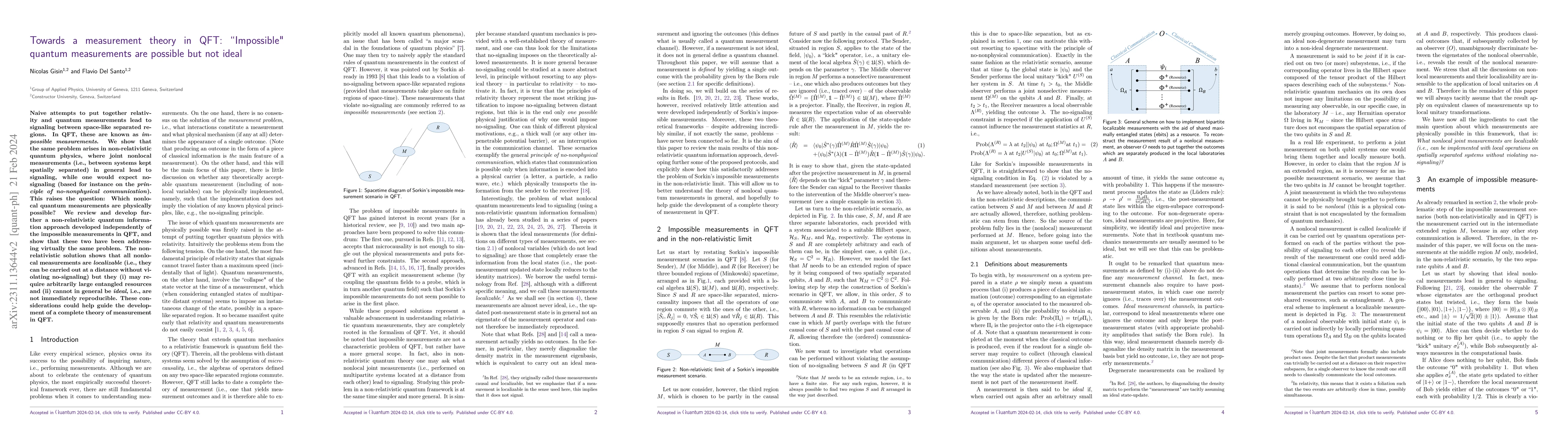 Thumbnail for Towards a measurement theory in QFT: "Impossible" quantum measurements
  are possible but not ideal