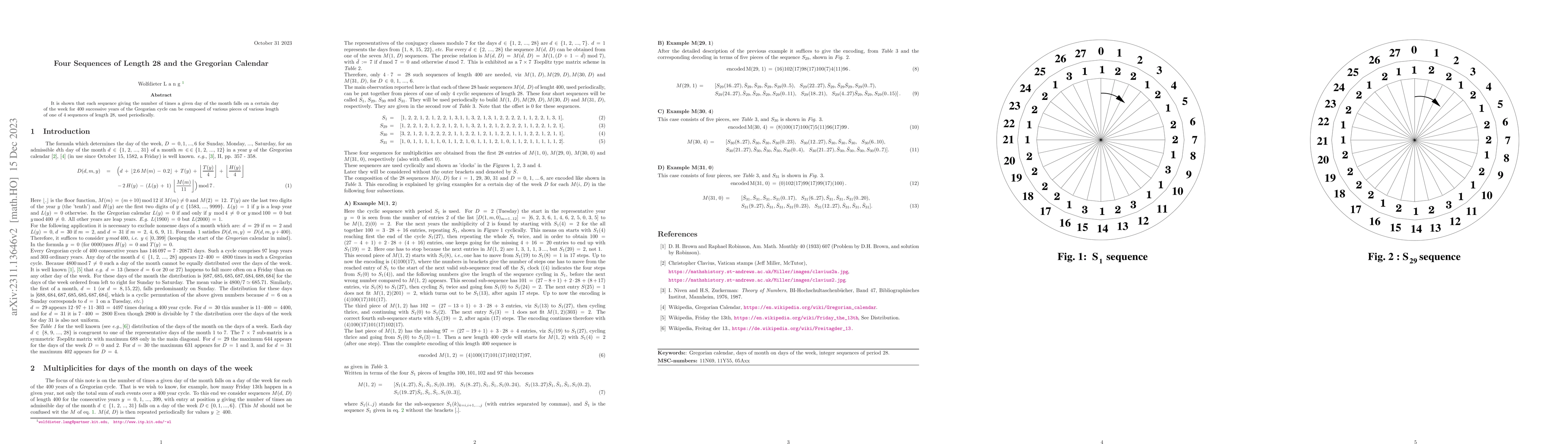 Thumbnail for Four Sequences of Length 28 and the Gregorian Calendar