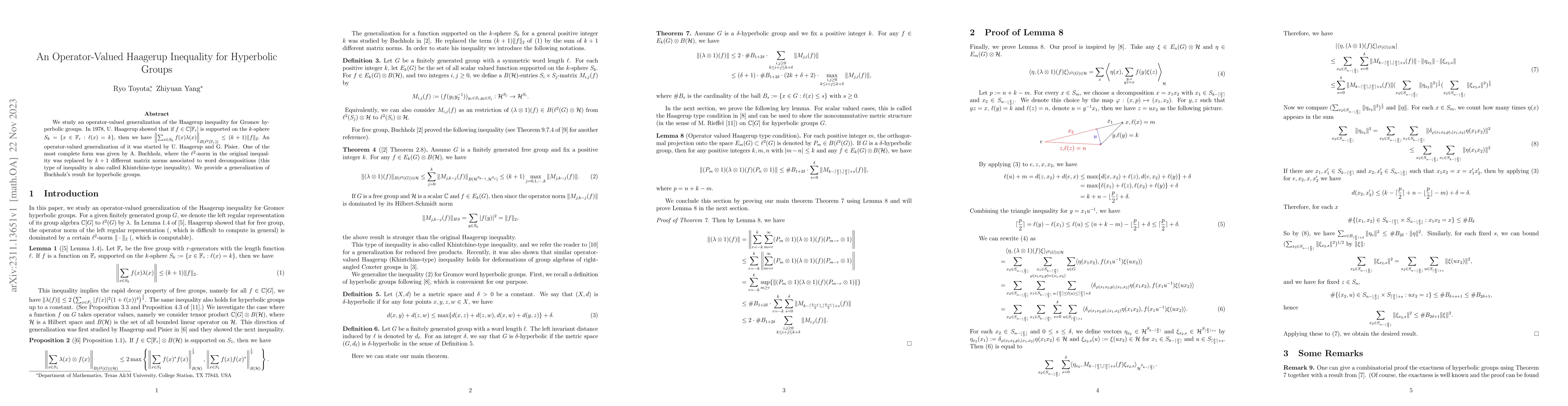 Thumbnail for An Operator-Valued Haagerup Inequality for Hyperbolic Groups