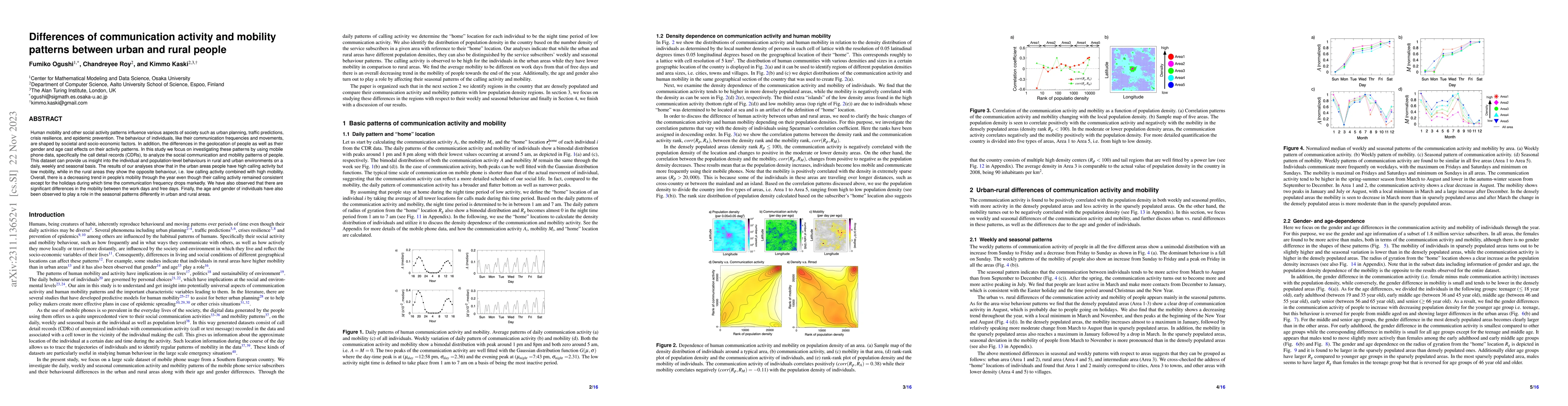 Thumbnail for Differences of communication activity and mobility patterns between
  urban and rural people