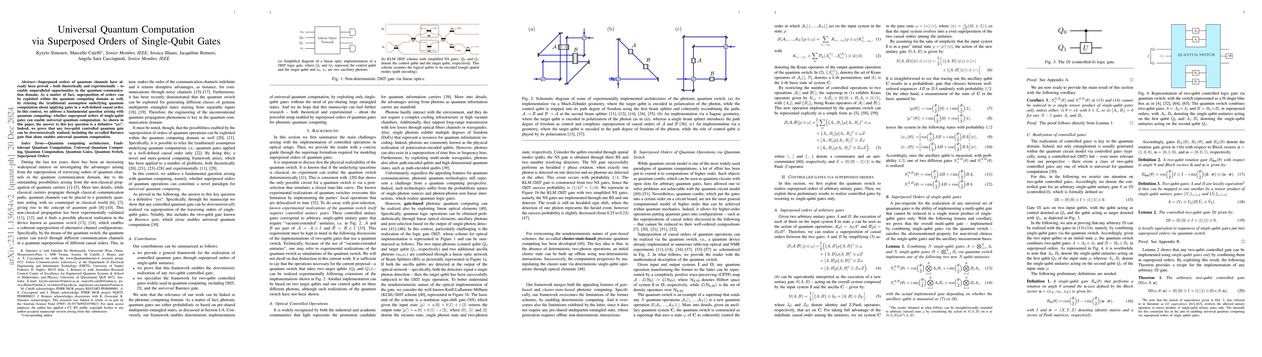 Thumbnail for Universal Quantum Computation via Superposed Orders of Single-Qubit
  Gates