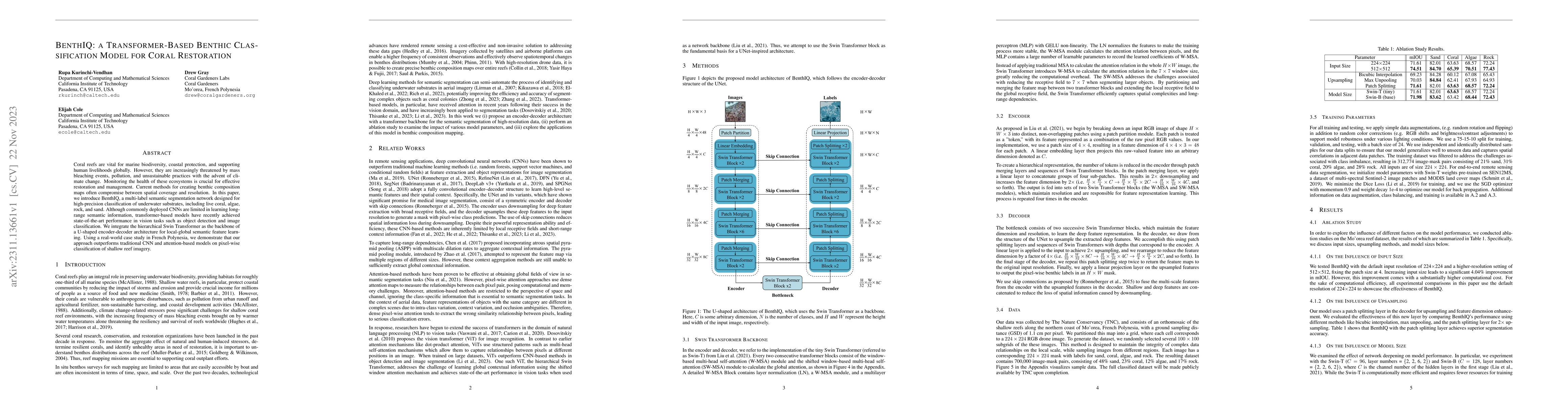 Thumbnail for BenthIQ: a Transformer-Based Benthic Classification Model for Coral
  Restoration