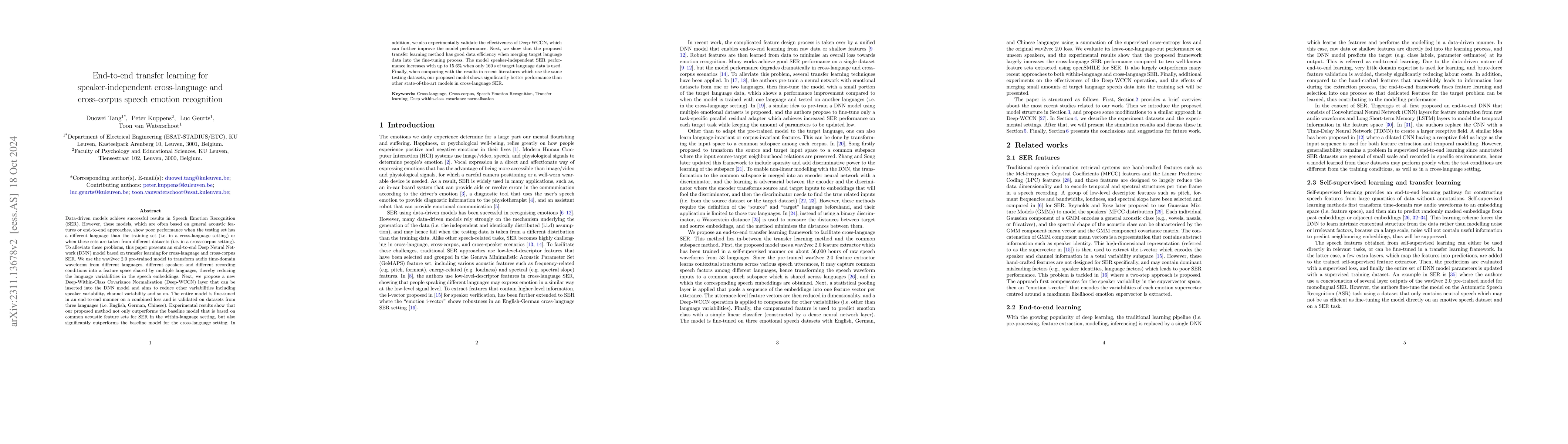 Thumbnail for End-to-end Transfer Learning for Speaker-independent Cross-language
  Speech Emotion Recognition