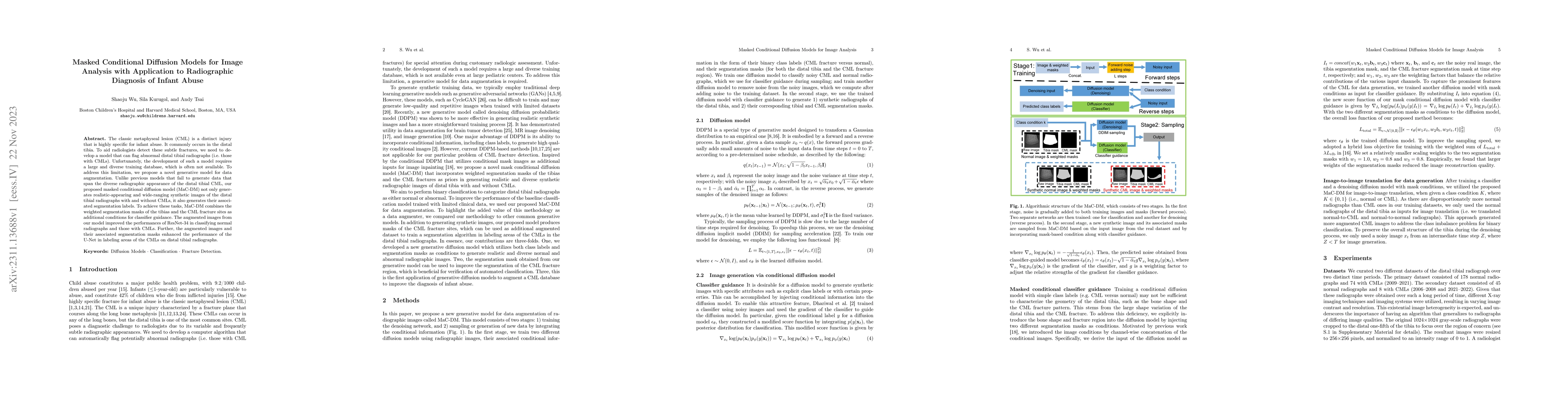 Thumbnail for Masked Conditional Diffusion Models for Image Analysis with Application
  to Radiographic Diagnosis of Infant Abuse