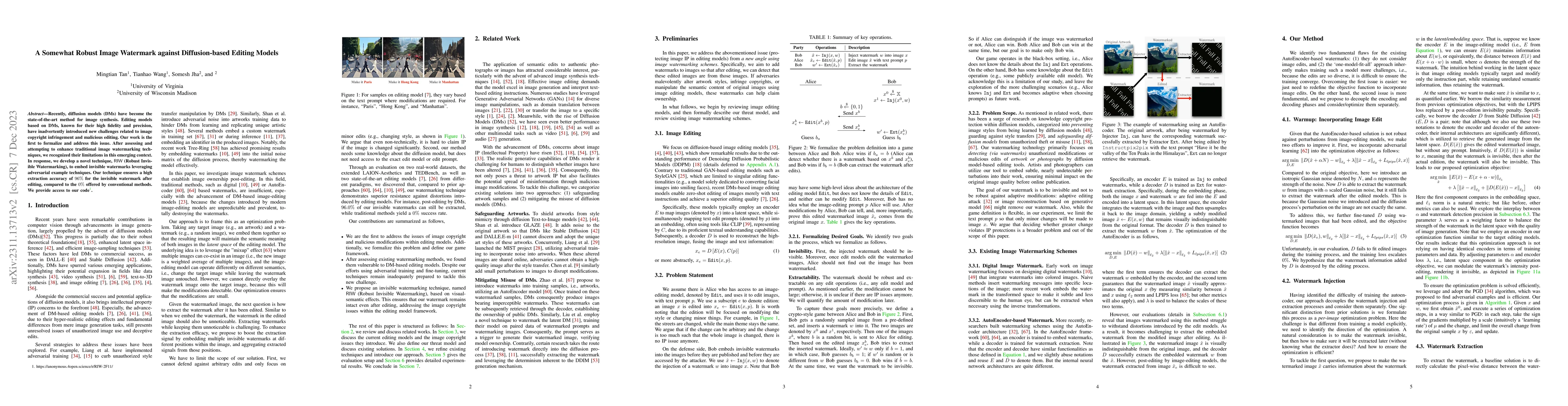 Thumbnail for A Somewhat Robust Image Watermark against Diffusion-based Editing Models