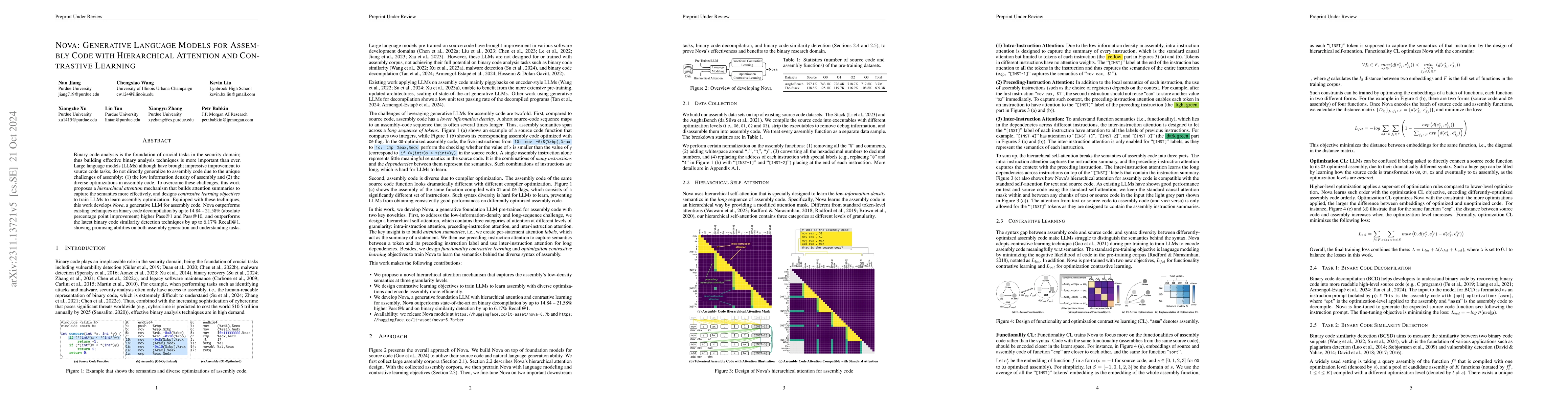 Thumbnail for Nova: Generative Language Models for Assembly Code with Hierarchical
  Attention and Contrastive Learning
