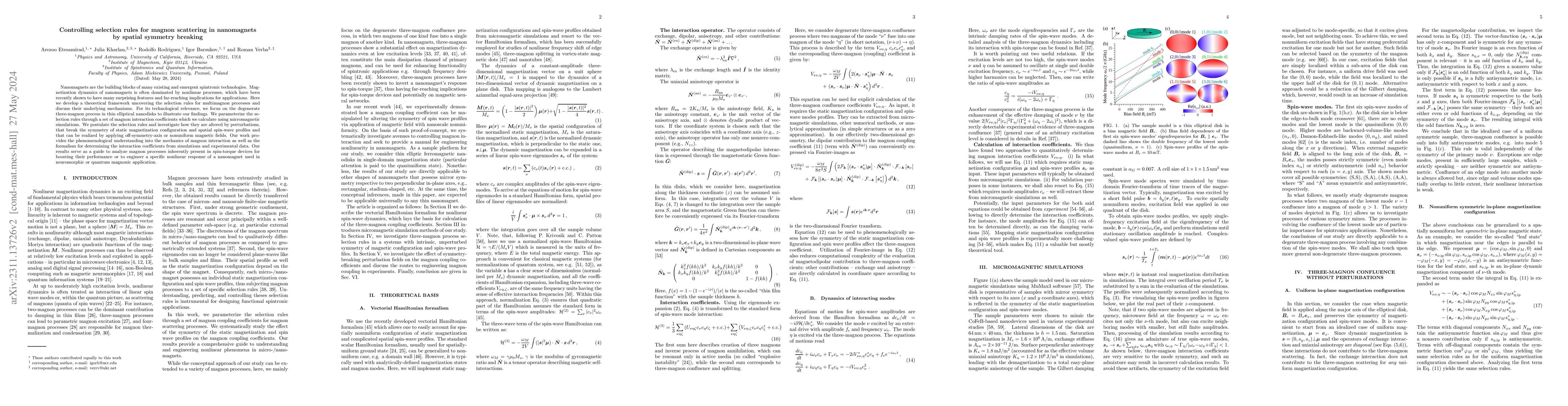 Thumbnail for Controlling selection rules for magnon scattering in nanomagnets by
  spatial symmetry breaking