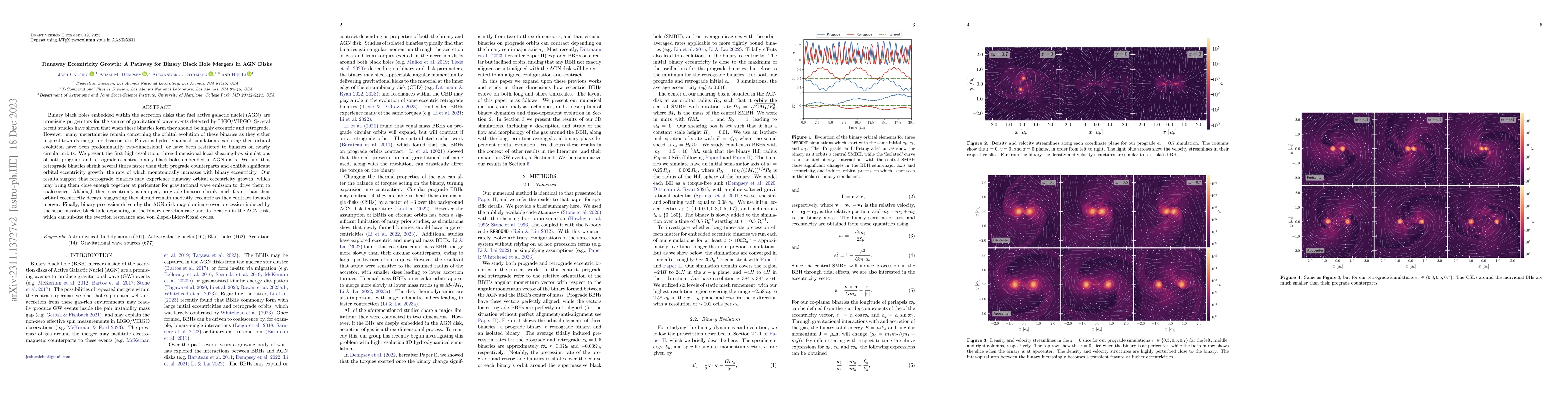 Thumbnail for Runaway Eccentricity Growth: A Pathway for Binary Black Hole Mergers in
  AGN Disks