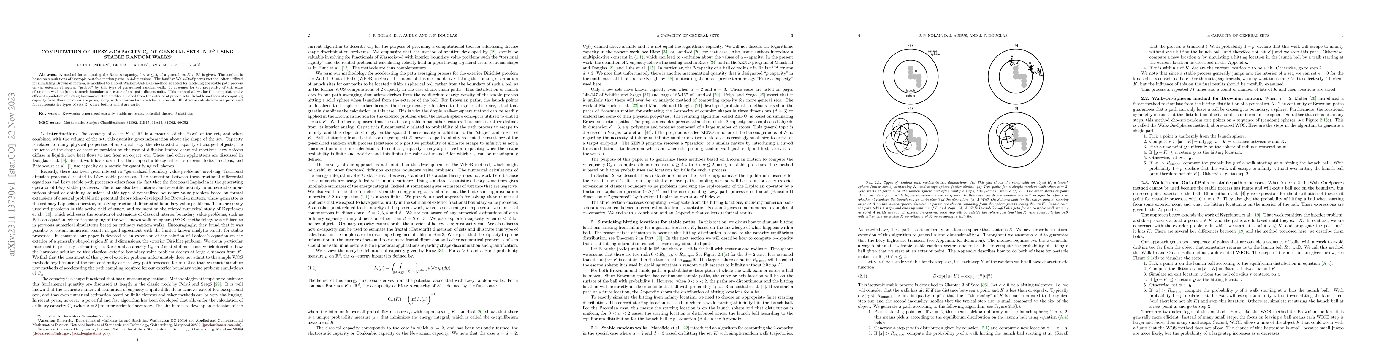 Thumbnail for Computation of Riesz $\alpha$-capacity $C_\alpha$ of general sets in
  $\mathbb{R}^d$ using stable random walks