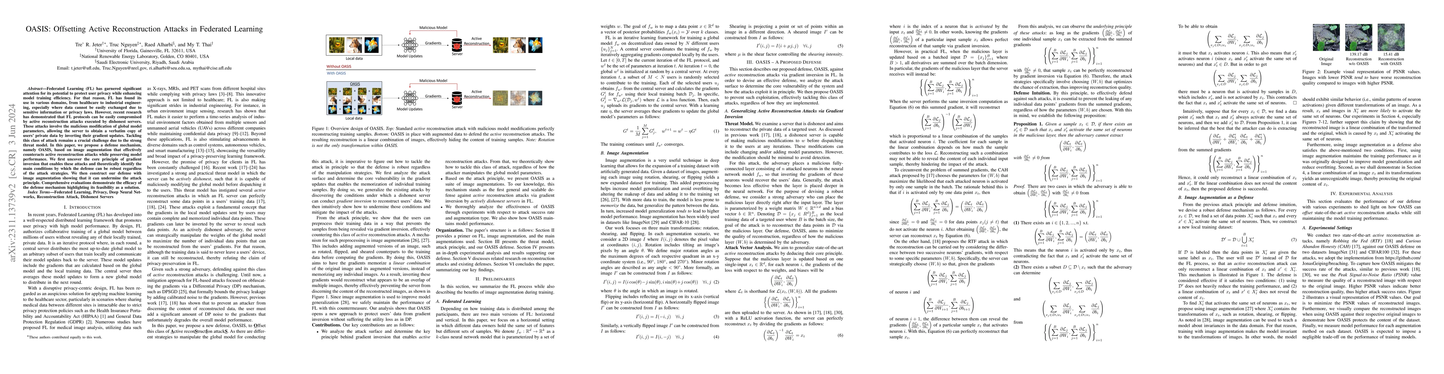 Thumbnail for OASIS: Offsetting Active Reconstruction Attacks in Federated Learning