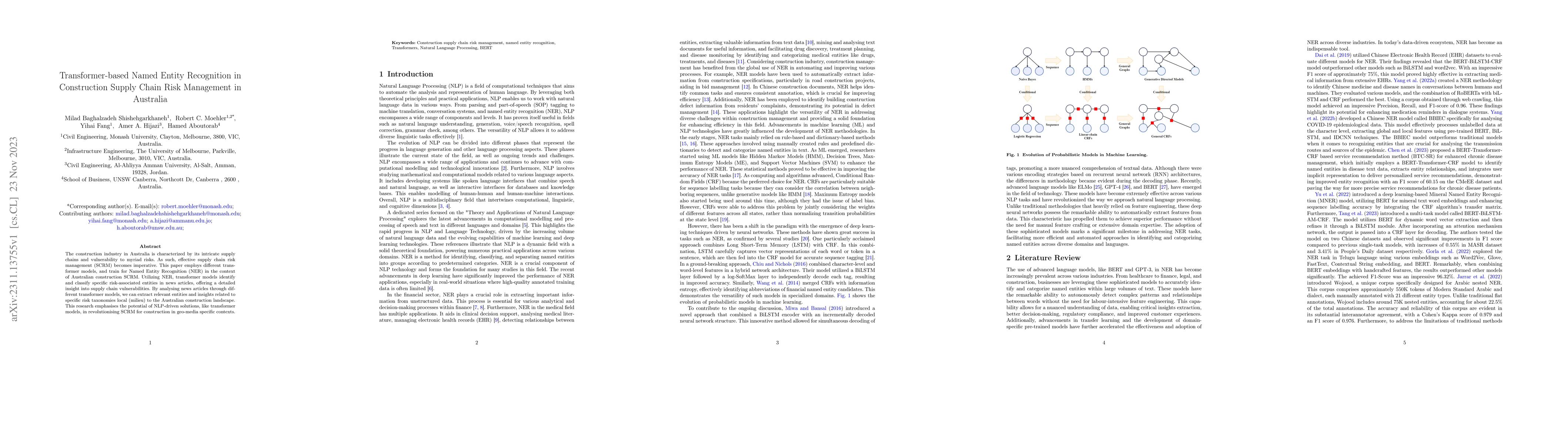 Thumbnail for Transformer-based Named Entity Recognition in Construction Supply Chain
  Risk Management in Australia