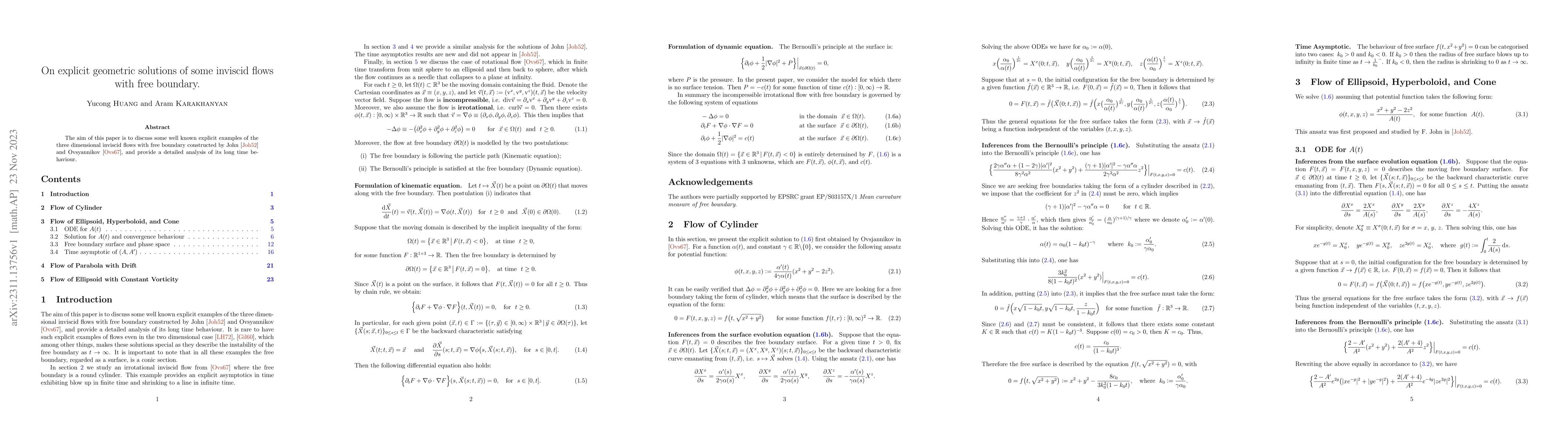 Thumbnail for On explicit geometric solutions of some inviscid flows with free
  boundary