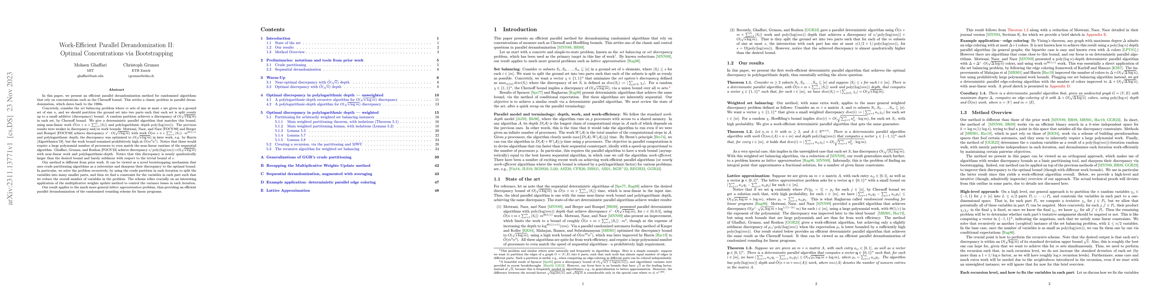 Thumbnail for Work-Efficient Parallel Derandomization II: Optimal Concentrations via
  Bootstrapping